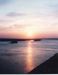 Mississippi River at sunset, circa 1989. Photo credit: Emerging Gently.
